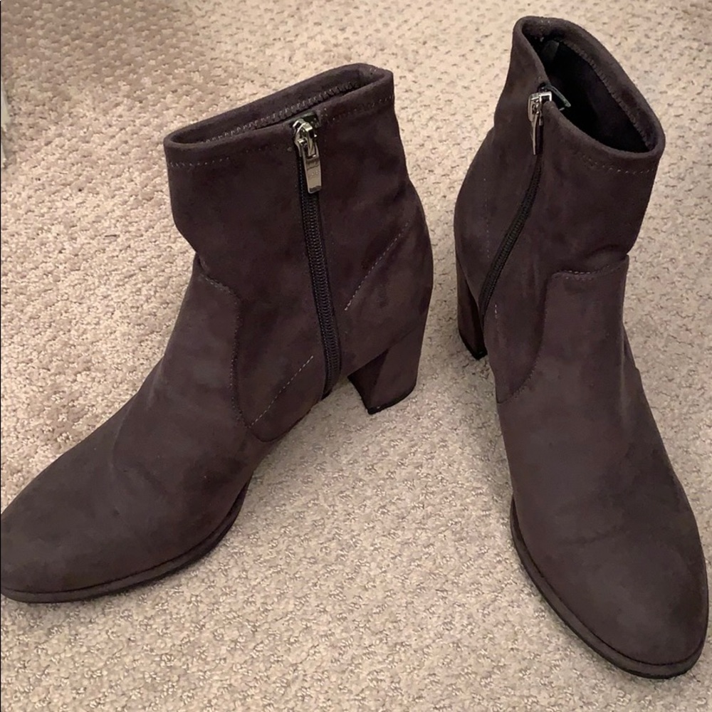 Marc Fisher Taupe/Dark Grey Suede Booties